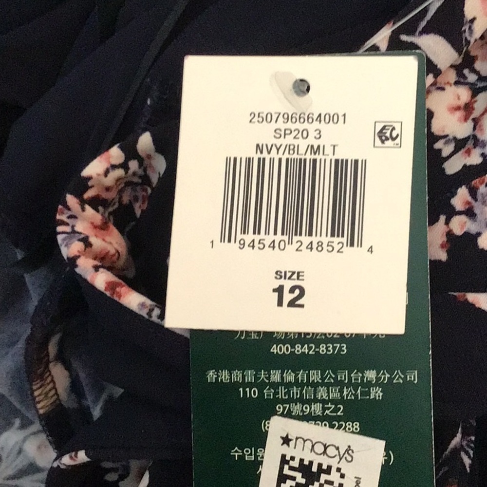 Ralph Lauren Navy Floral Jersey Maxi Dress Size 12 - Picture 10 of 10